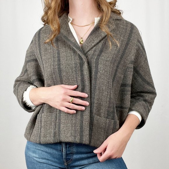 Marni Mohair Wool Baby Alpaca Highlander Cropped Blazer Jacket Coat Shrug Italy - Picture 2 of 7